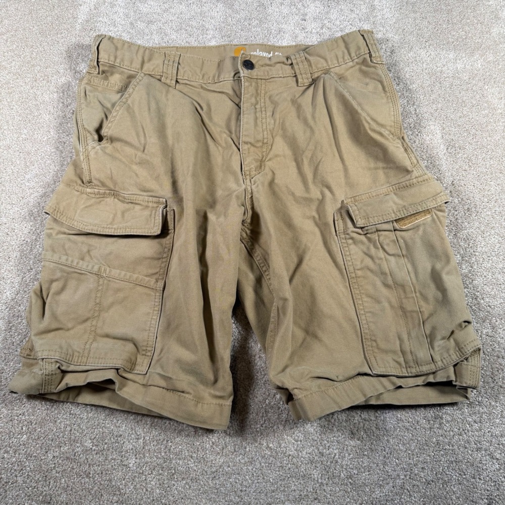 Carhartt Cargo Shorts Mens 32 (FITS 31 Waist) Tan Relaxed Fit Canvas Utility